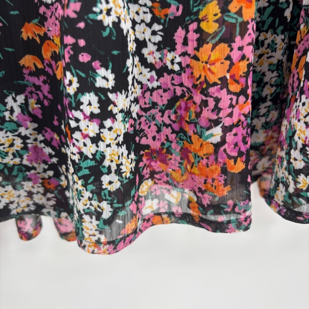Vince Camuto Floral Tiered Dress Small‎ Ruffle Neck Long Sleeve Boho Cottagecore - Picture 10 of 15